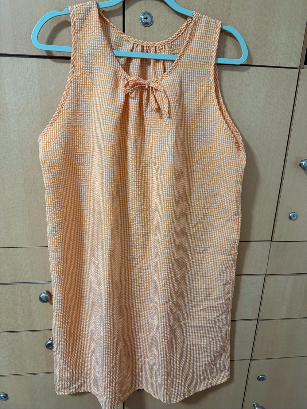 Orange Gingham Sleeveless Shift Dress XXL